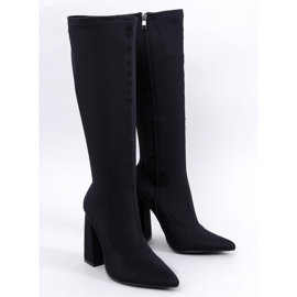 Cizme cu toc înalt elastic Rosaly Black negru 1