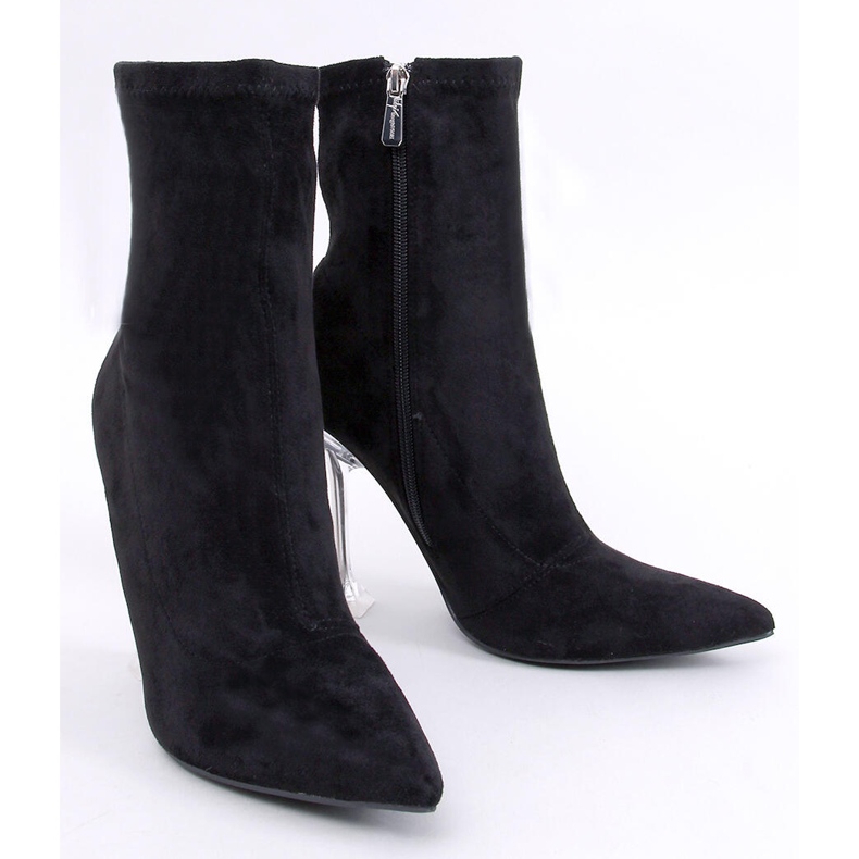 Botine transparente cu toc inalt Merrisa Black negru 1