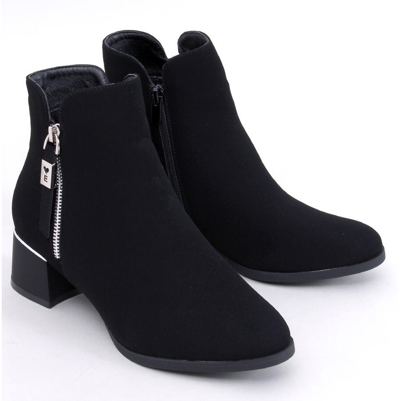 Botine negre cu toc Leines negru 1