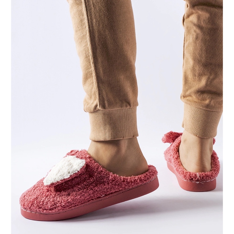 Papuci calduri roz inchis cu fundita Delfio 1