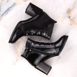 Piele lacuita dama, botine izolate, negru, Filippo DBT4891 3