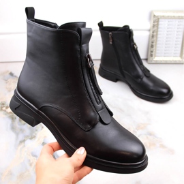Cizme de damă cu toc plat și fermoar, izolate negru Filippo DBT4848 1