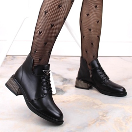 Botine de dama izolate Filippo DBT4881 negre cu toc decorativ negru 4