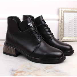 Botine de dama izolate Filippo DBT4881 negre cu toc decorativ negru 2