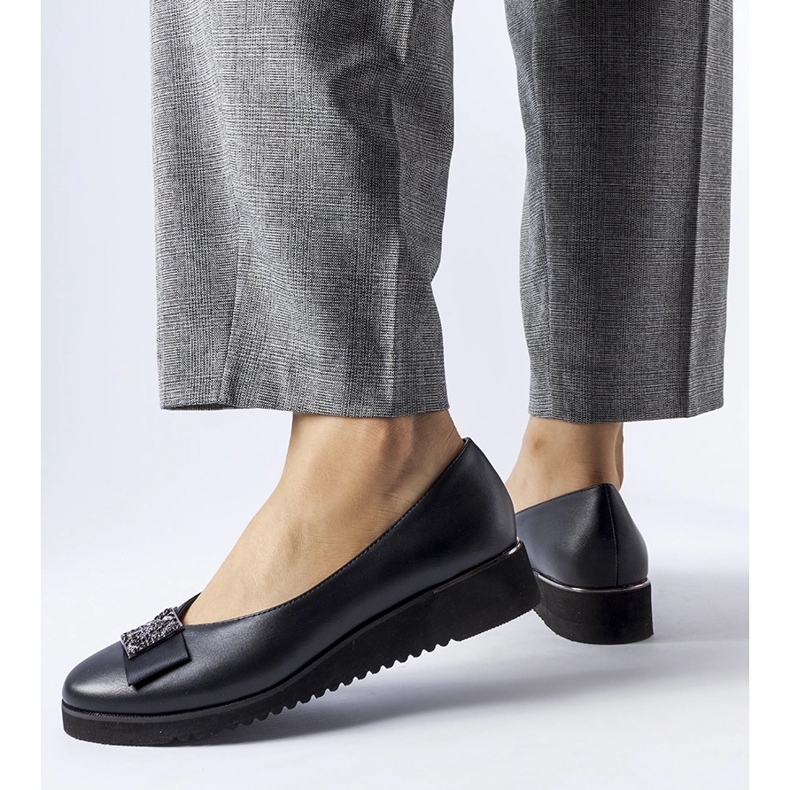 Balerini negri cu fundă pe pană negru 1