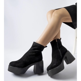 Botine negre masive din piele intoarsa ecologica negru 1