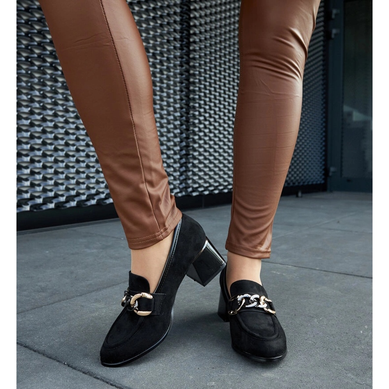 Pompe negre cu bloc din piele ecologică negru 1 Pompe negre cu bloc din piele ecologică negru 1