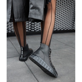 Tenisi negri lungi din piele Carassai negru 1