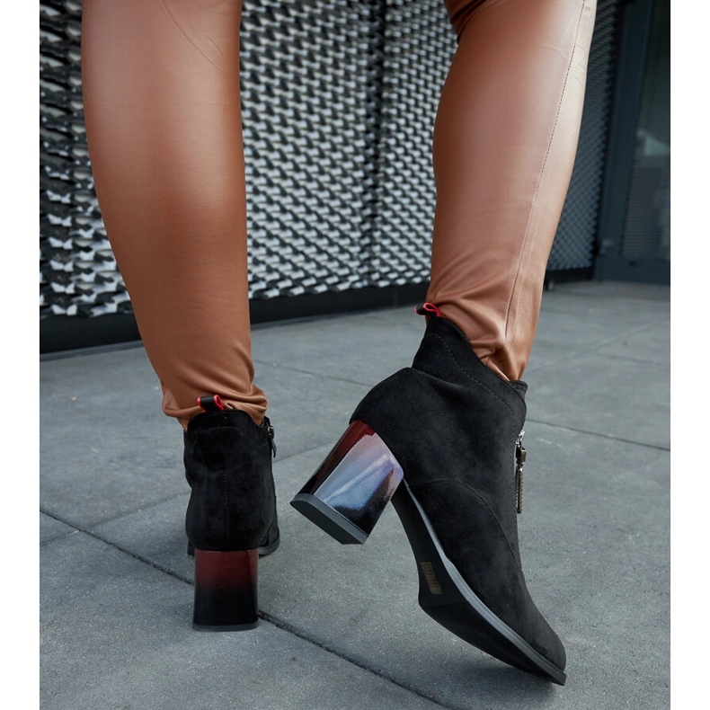 Botine negre cu toc lacuit negru 1