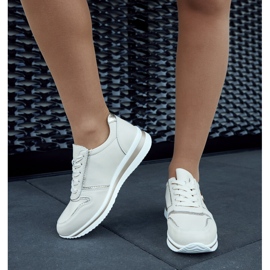 Tenisi din piele bej cu strasuri 1