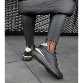 Tenisi cu pană din piele neagră de la Federico negru 1