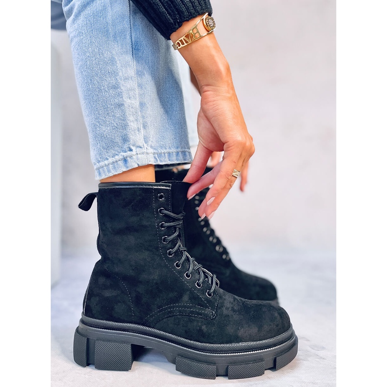 Muncitori Dazy Black din piele intoarsa negru 1