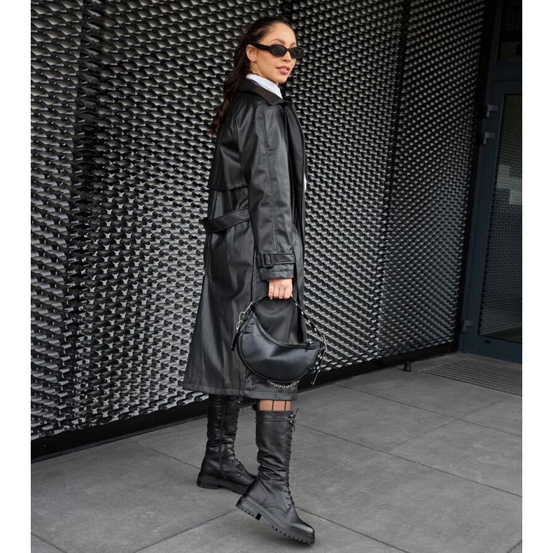 Lucrători Montepiano cu șireturi înalte de culoare neagră negru 1