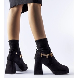Botine izolate negre cu pandantiv Saviore negru 2