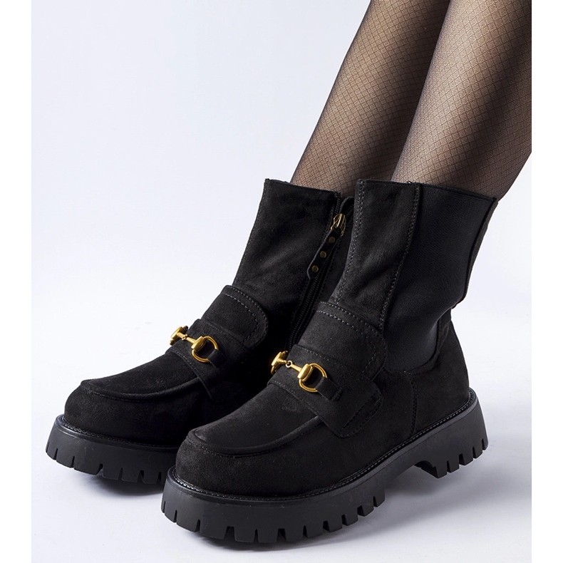 Cizme negre izolate cu cataramă Overlook negru 1