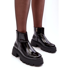 Ghete de damă din piele lacuată GOE MM2N4058 Negru 2