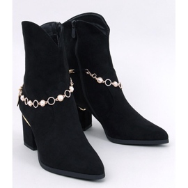 Bralin Botine negre cu toc inalt cu lant negru 1