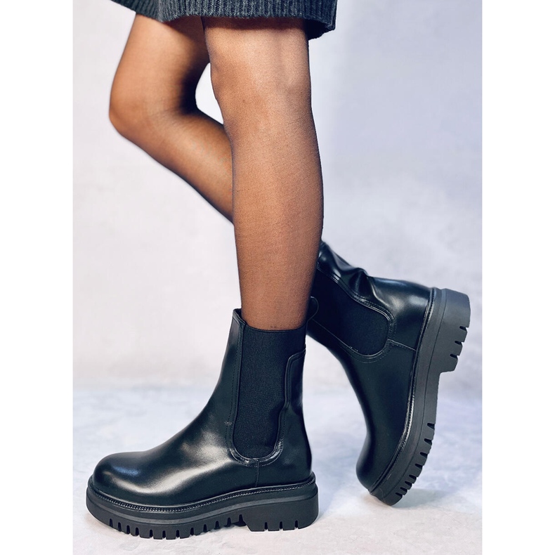 Cizme Chelsea înalte Earth Black negru 2