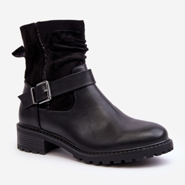 Cizme plate de damă cu cataramă Cillolis negru 1 Cizme plate de damă cu cataramă Cillolis negru 1