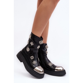 S.Barski Botine Izolate Piele Cu Decoratiuni D&amp;A MR870-14A Negru 5