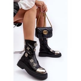 S.Barski Botine Izolate Piele Cu Decoratiuni D&amp;A MR870-14A Negru 3