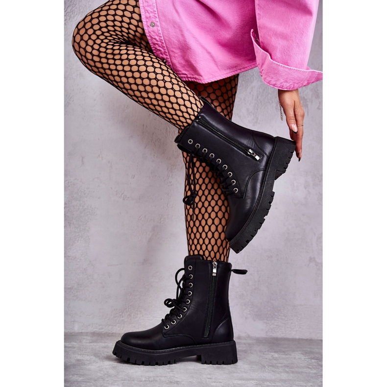 NEWS Botine de lucru din piele ecologică, neagră negru 2