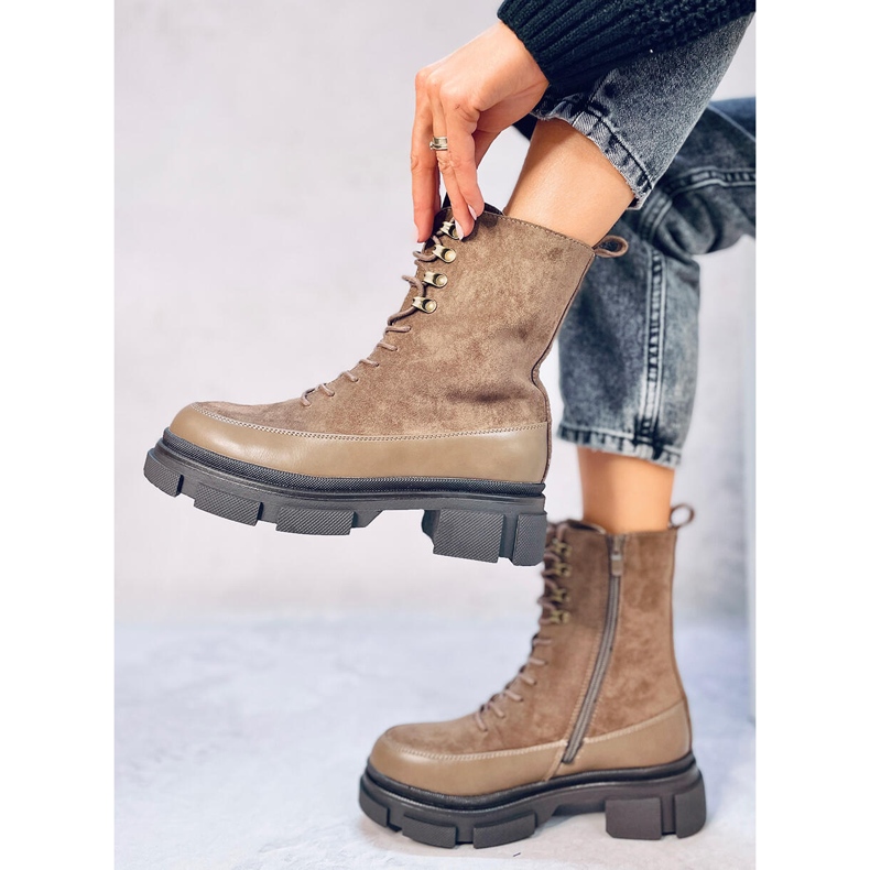Cizme cu șireturi Kinney Khaki maro 1 Cizme cu șireturi Kinney Khaki maro 1