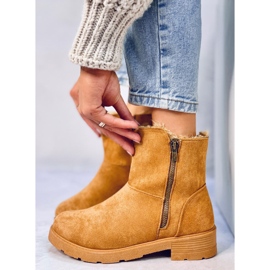 Cizme plate Kallen Camel maro 1