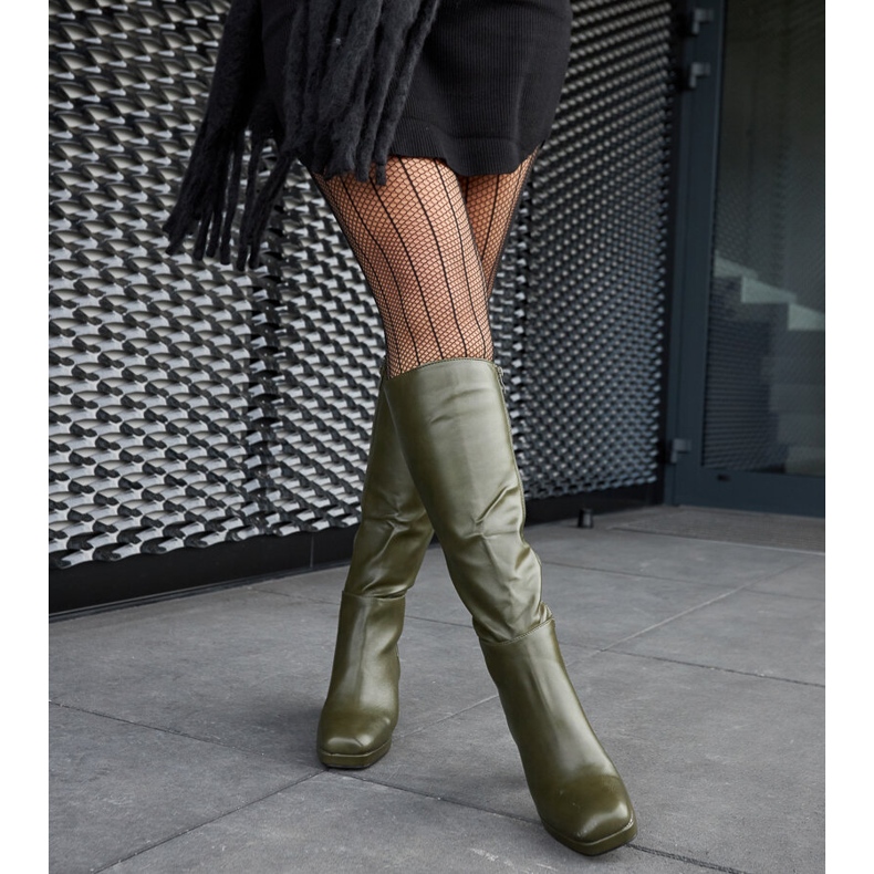 Cizme verzi cu vârful pătrat de la Biassono verde 1