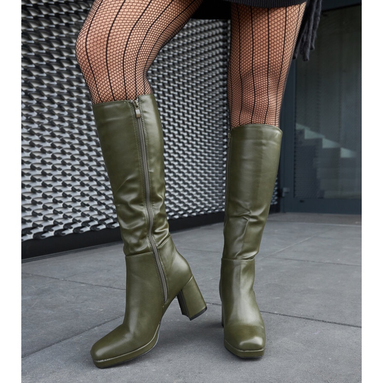 Cizme verzi cu vârful pătrat de la Biassono verde 2