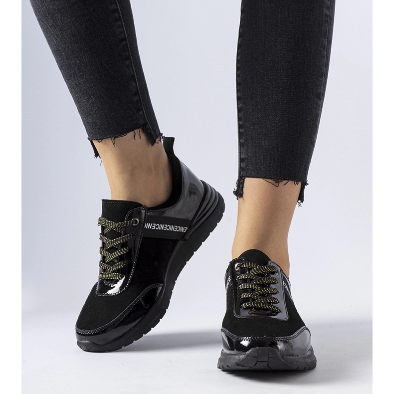 Tenisi Castelfidardo din piele neagra negru 1