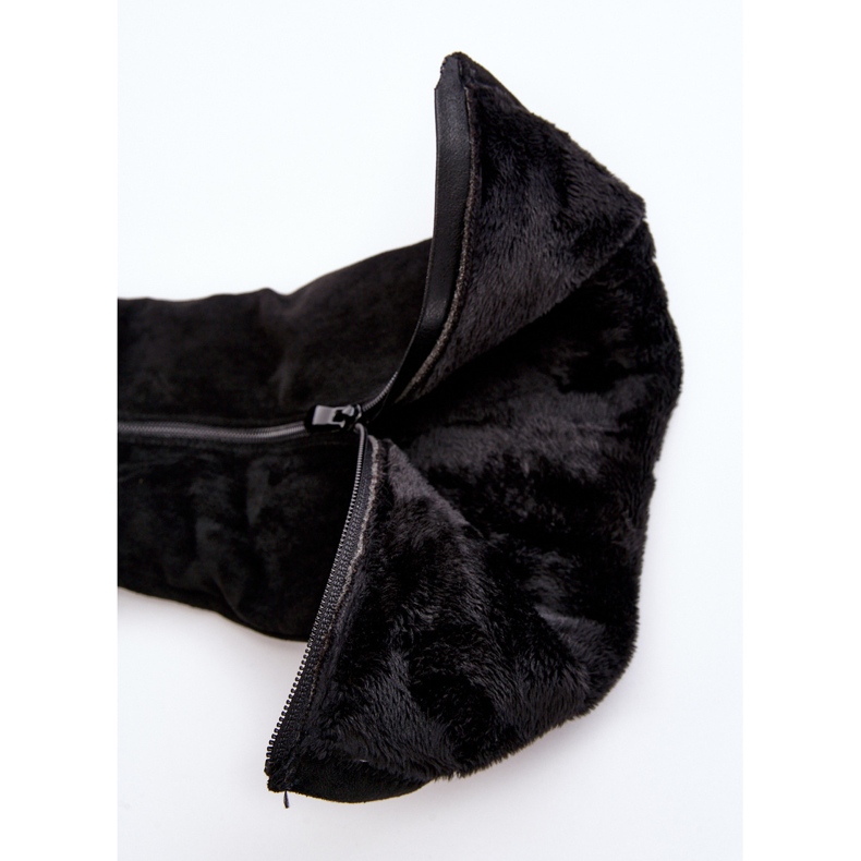 Cizme de piele intoarsa de dama pe platforma S.Barski, neagra negru 1