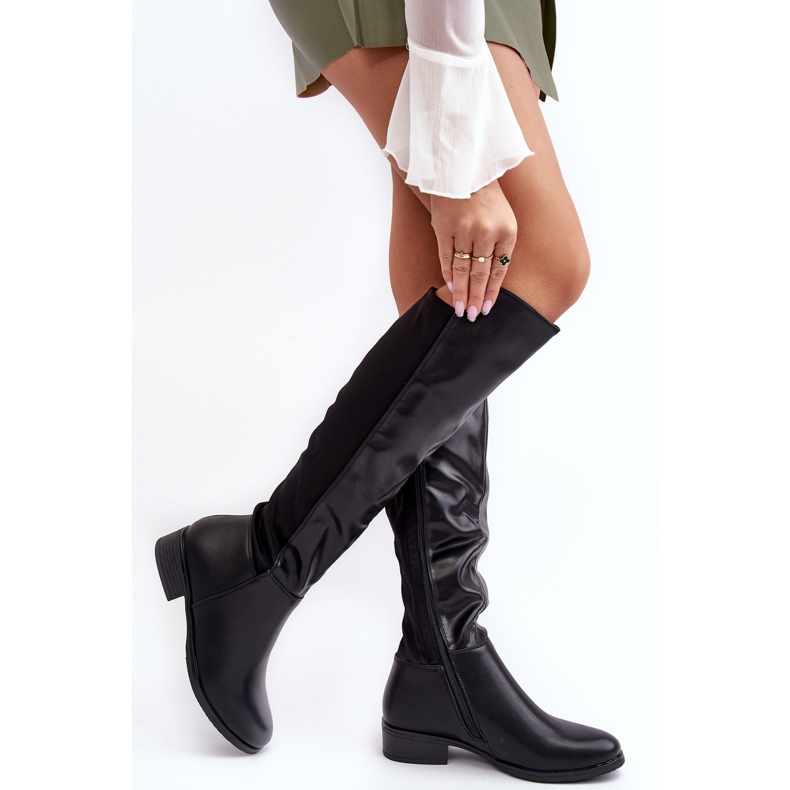 Cizme peste genunchi din piele de damă S.Barski HY27098A negru 2