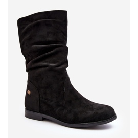 Cizme plate de damă cu căptușeală încrețită, Kotine negru 1