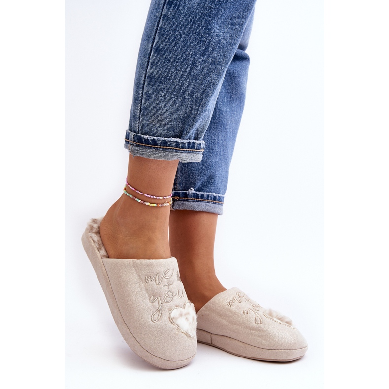 Papuci Geraja strălucitori pentru femei bej 1