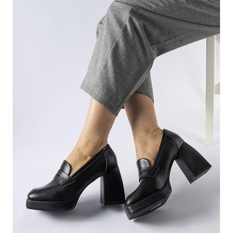 Pompe cu toc înalt Black Reel negru 1