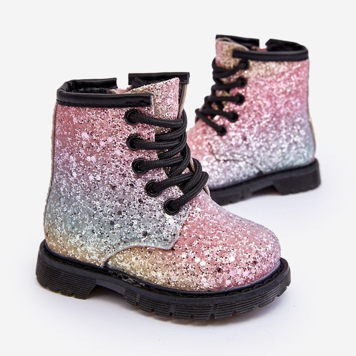 Cizme izolate cu sclipici pentru copii cu fermoar Multicolor Saussa 2 Cizme izolate cu sclipici pentru copii cu fermoar Multicolor Saussa 2