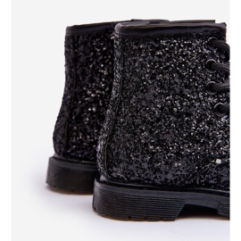Botine izolate cu sclipici pentru copii cu fermoar, Saussa neagra negru 2 Botine izolate cu sclipici pentru copii cu fermoar, Saussa neagra negru 2