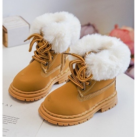 Cizme Copii Trappers Fermoar cu Blana Camel Gerande maro 1