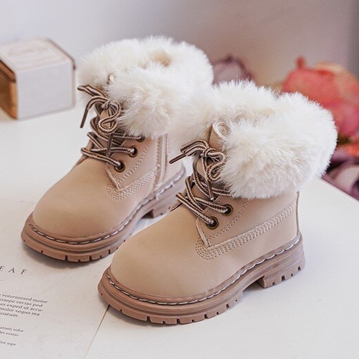 Cizme Trapper Copii cu Fermoar și Blană, Bej Gerande 1