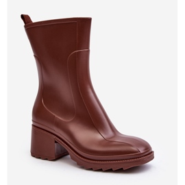 Ghete Wellington mate de damă cu tocuri înalte, maro Bertaida 1