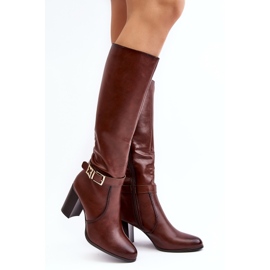 Sergio Leone Cizme Dama Toc Inalt Cu Catarama, Maro Cald Sendilia 1 Sergio Leone Cizme Dama Toc Inalt Cu Catarama, Maro Cald Sendilia 1