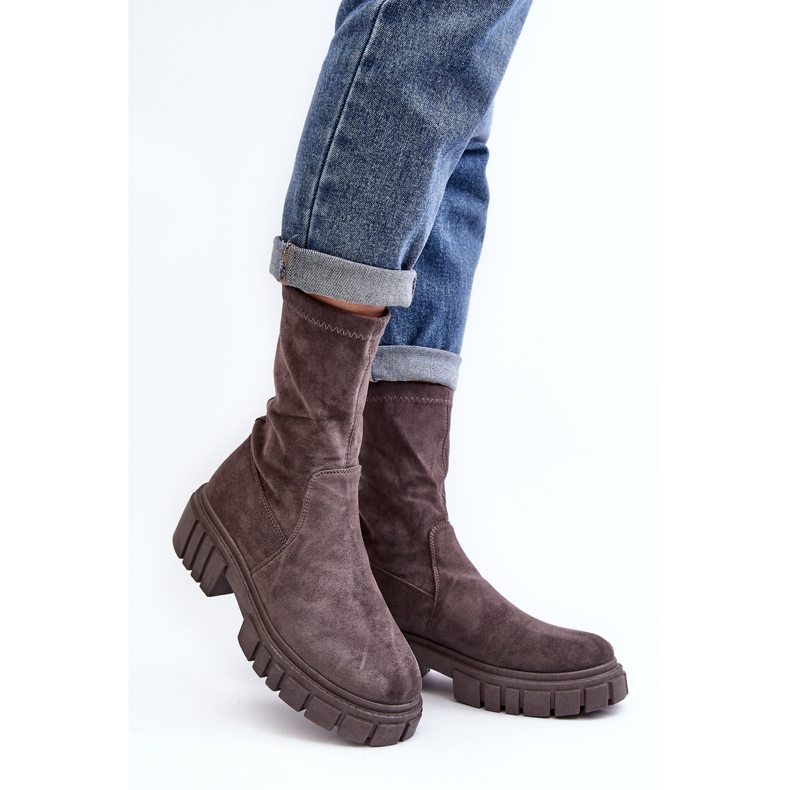 Cizme Muncitori Slip-On Cu Toc Plat Gri Divella 1