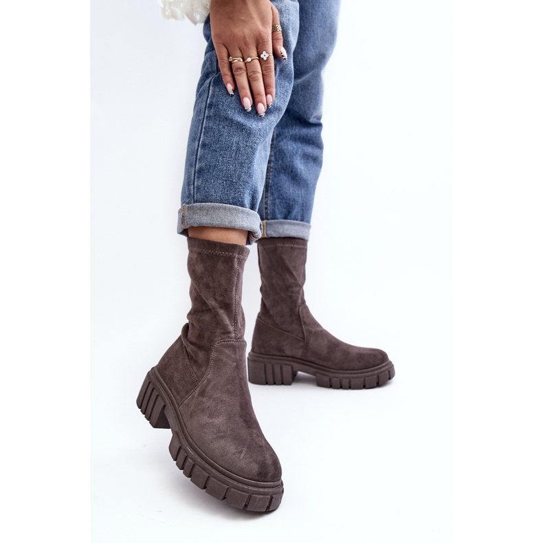 Cizme Muncitori Slip-On Cu Toc Plat Gri Divella 2