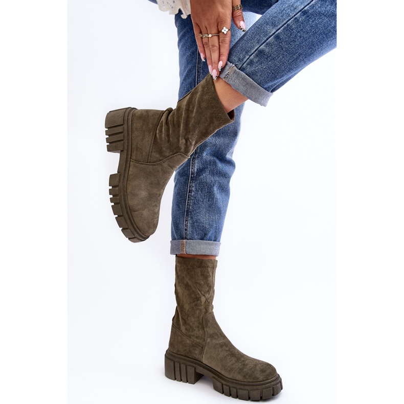 Cizme plate cu slip-on pentru muncitori Divella verzi verde 2