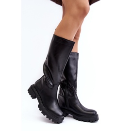Cizme plate cu slip-on la jumătatea gambei, Eamantha neagră negru 1