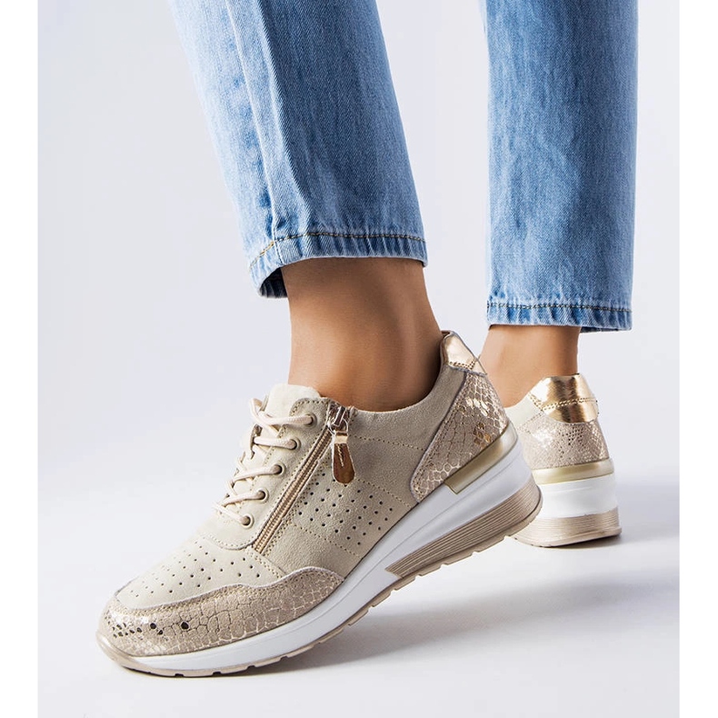 Pantofi din piele ajurata bej Jazzar 1