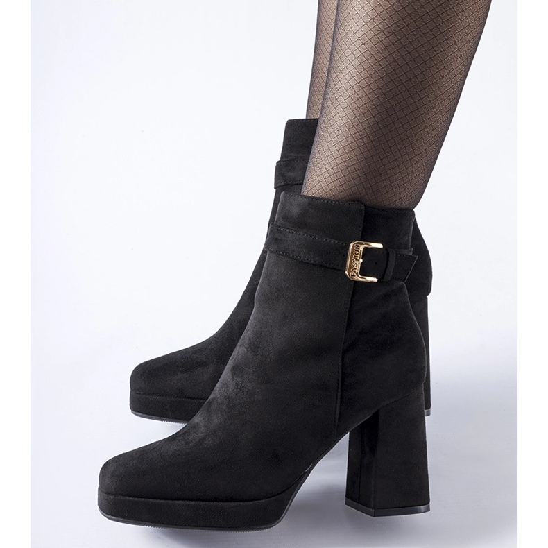 Botine clasice izolate negre Caio cu toc înalt negru 1