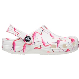 Saboți copii Crocs Classic Party Kids alb și roz 207826 1CW 1