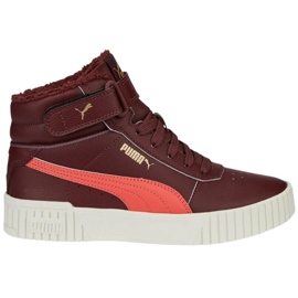 Pantofi copii Puma Carina 2.0 Mid Wtr Jr visiniu 387380 02 roșu 1